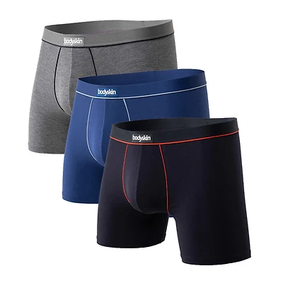 3 Boxers Daily : Gris mix, noir et rouge bleu royal