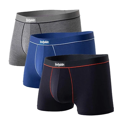 3 Boxers courts Daily : Gris mix, noir et rouge bleu royal