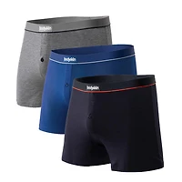 3 boxers lousses Daily : Gris mix, noir et rouge bleu royal
