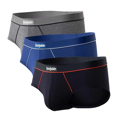 3 slips Daily : Gris mix, noir et rouge bleu royal