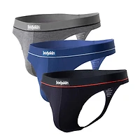 3 strings courts Daily : Gris mix, noir et rouge bleu royal