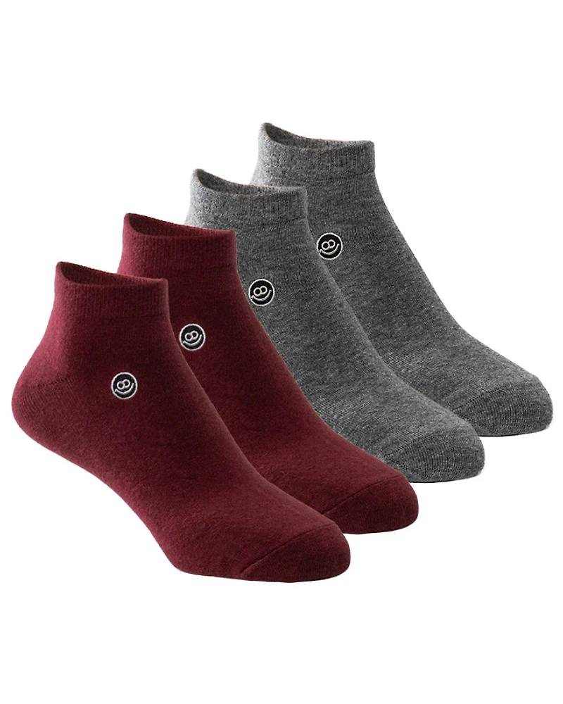 4 paires de bas chevilles : 2x grise et 2x bordeaux