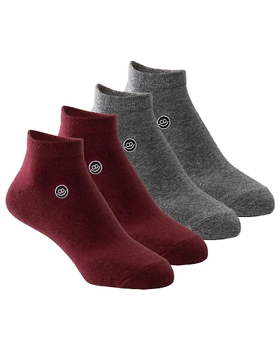 4 paires de bas chevilles : 2x grise et 2x bordeaux
