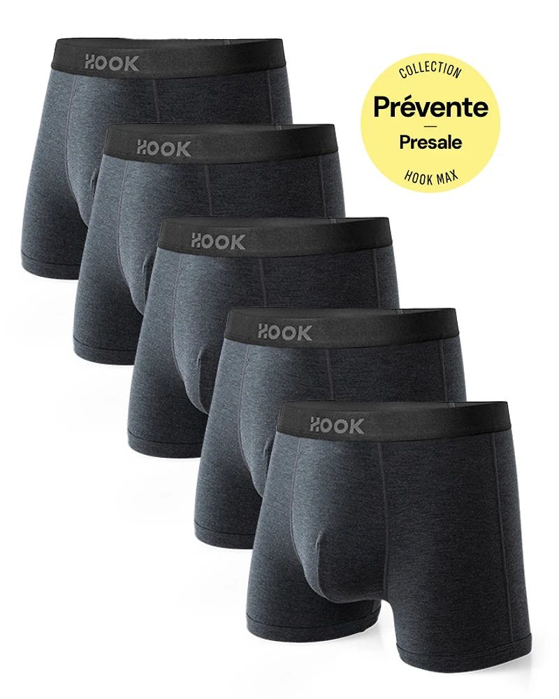 Pack#2 : 5 boxers courts Max 5X Gris Ardoise