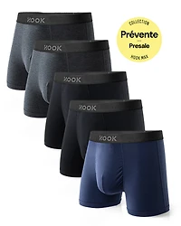 Pack#6 : 5 boxers courts Max 1X Bleu Nautique, 2X Gris Ardoise et Noir Carbone