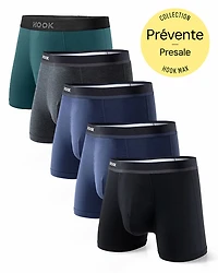 5 boxers courts Max+ 1X Noir, 2X Bleu marin, Charcoal, Vert atlantique