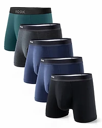 5 boxers courts Max+ 1X Noir, 2X Bleu marin, Charcoal, Vert atlantique