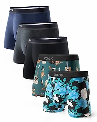 5 boxers courts Max+ 1X Noir, Bleu marin, Charcoal, Cowboy et Floral