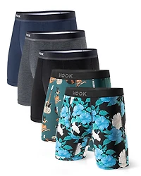 5 Max+ boxers: 1x Black, Navy Blue, Charcoal, Cowboy, Aloha