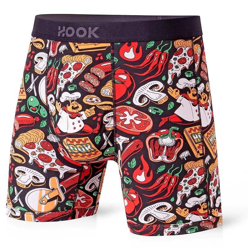 Pack#16 : 5 boxers Max 1X Pêcheurs, Pizza, Bleu Marin, Gris Ardoise et Noir Carbone