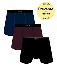 Pack : 3 boxers courts Max Bleu Marin, 1X Aubergine et 1 Noir
