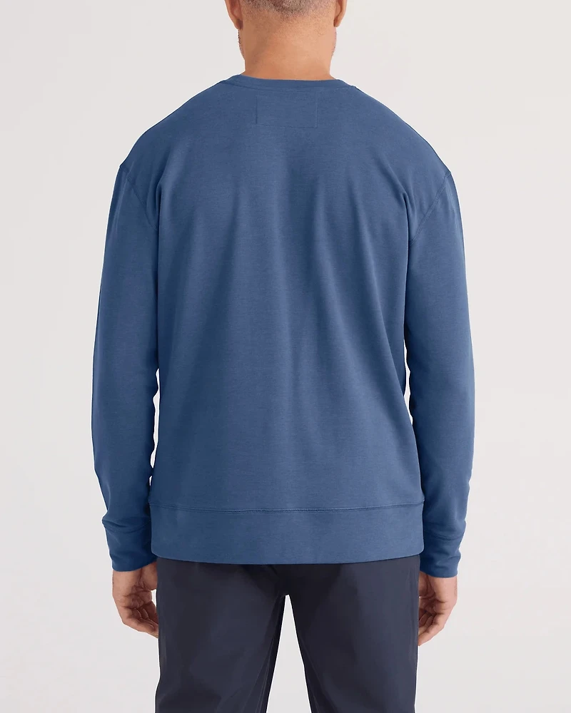 3SIX FIVE Washed Indigo Long Sleeve Crew Neck Sweater