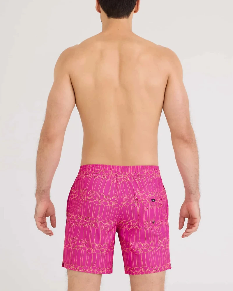 Maillot de bain Oh Buoy 2in1 VOLLEY 7" ENCRE FLAMANT ROSE-FUCHSIA