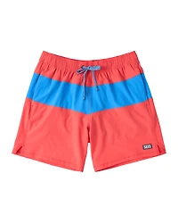 Maillot DE bain Saxx Oh Buoy STRETCH VOLLEY 7"  ROUGE CORAIL/BLEU COURSE