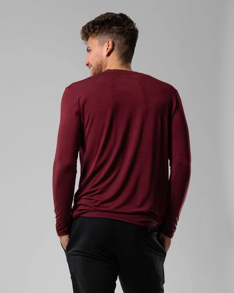 Chandail manches longues en bambou bordeaux