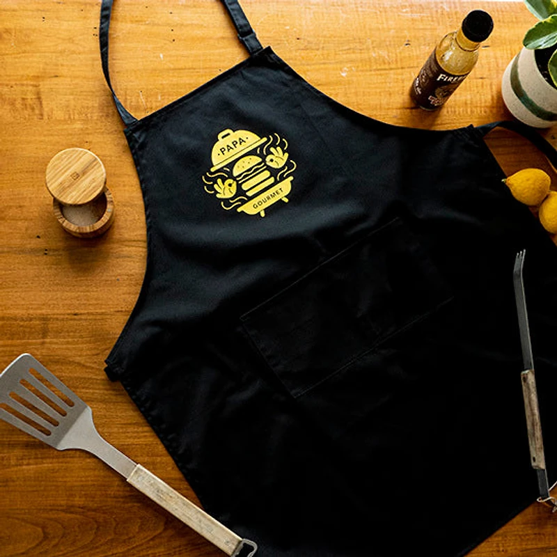Tablier «Papa gourmet» noir
