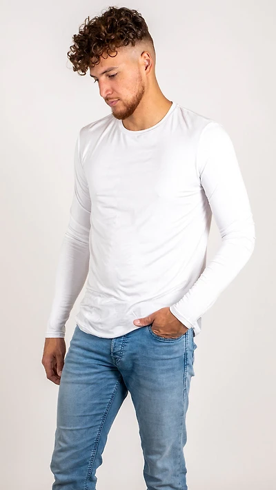 Chandail manches longues en bambou blanc