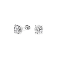 Boucles oreilles cz rond 8 mm acier inox