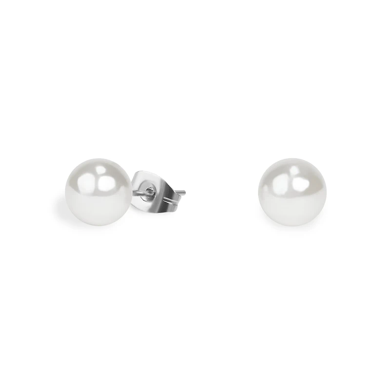 Boucles oreilles perle 7 mm acier inox