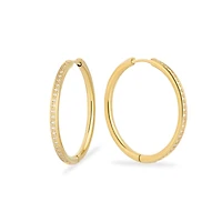 Stainless thin half eternity hoop earrings