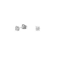 Boucles oreilles cz rond 4 mm acier inox