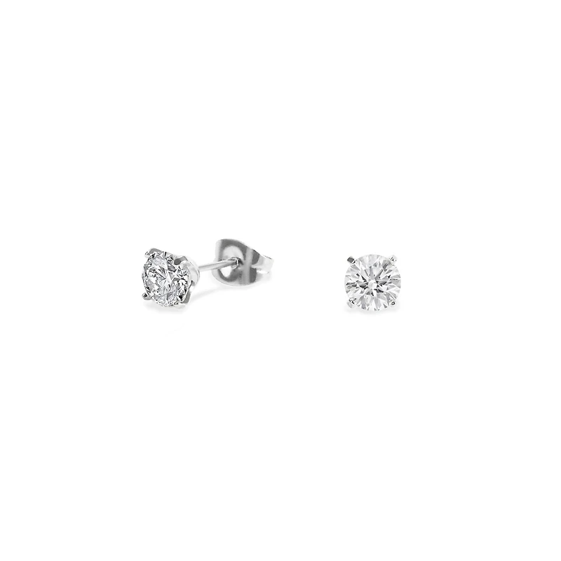 Boucles oreilles cz rond 5 mm acier inox