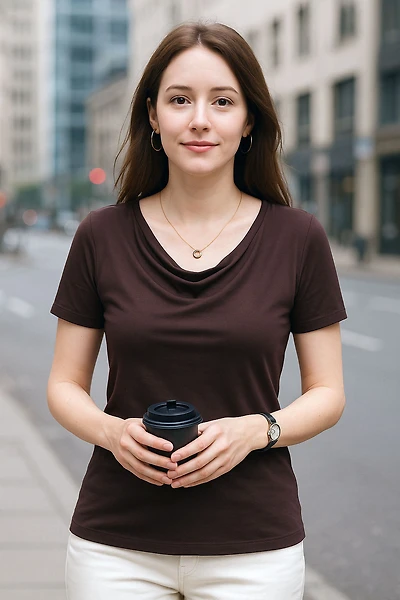 COW NECK BAMBOO-BLEND TEE