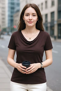 COW NECK BAMBOO-BLEND TEE