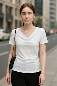 COW NECK BAMBOO-BLEND TEE