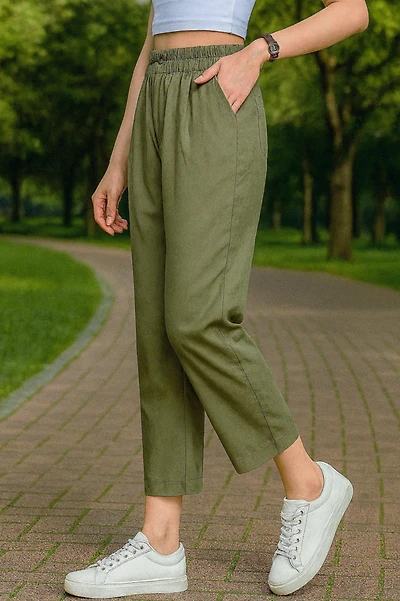 REBECCA WOVEN ANKLE CROPPED PANT