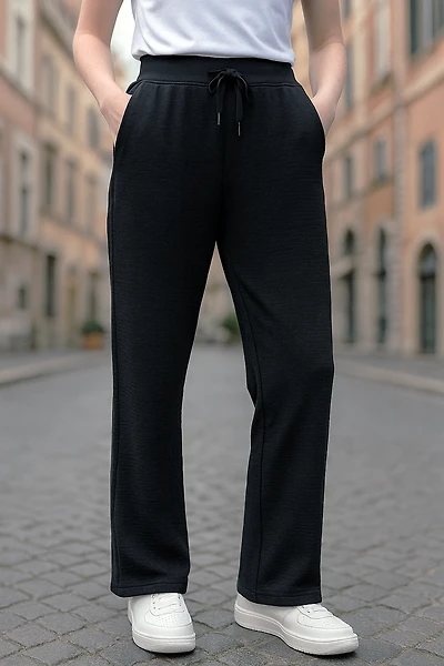 WAFFLE-KNIT SPORTS PANTS