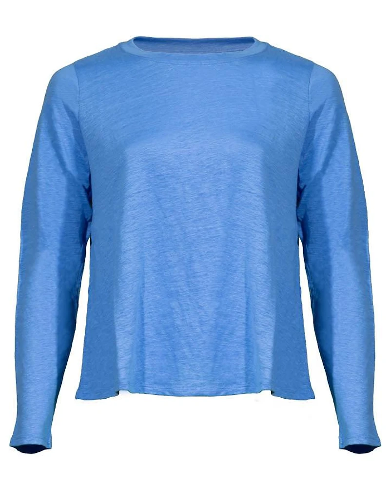 Eileen Fisher Linen Jersey  Crew Neck Long Sleeve Tee