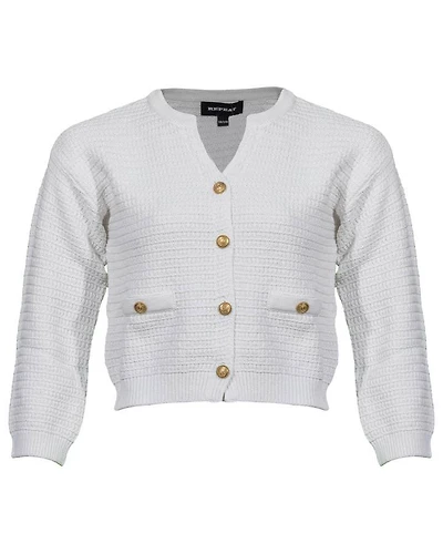 Repeat  Cotton Textured V-Neck Cardigan