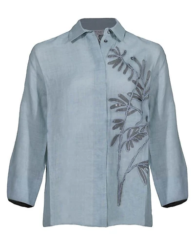 Tonet Floral Embroidery Ramie Shirt