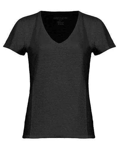 Majestic Filatures Stretch Linen V-Neck T-Shirt