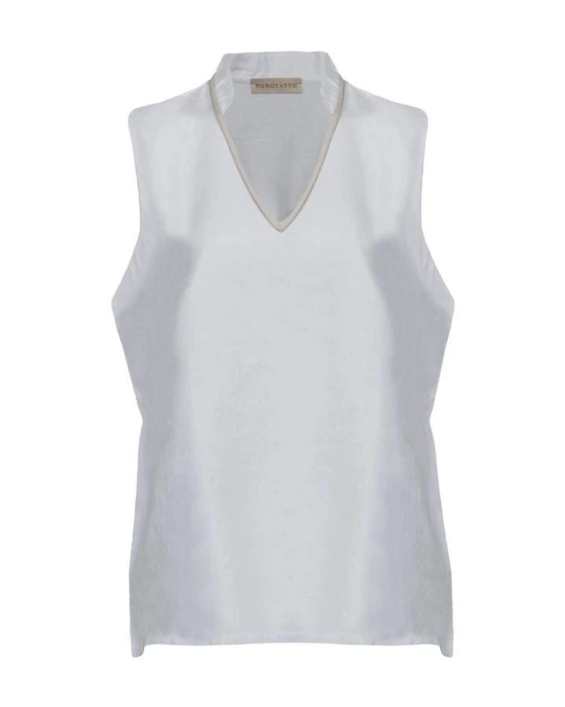 Purotatto Sleeveless Linen Blouse
