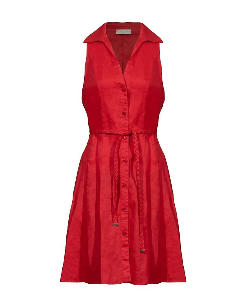 Purotatto Short Linen Sleeveless Shirt Dress