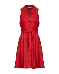 Purotatto Short Linen Sleeveless Shirt Dress