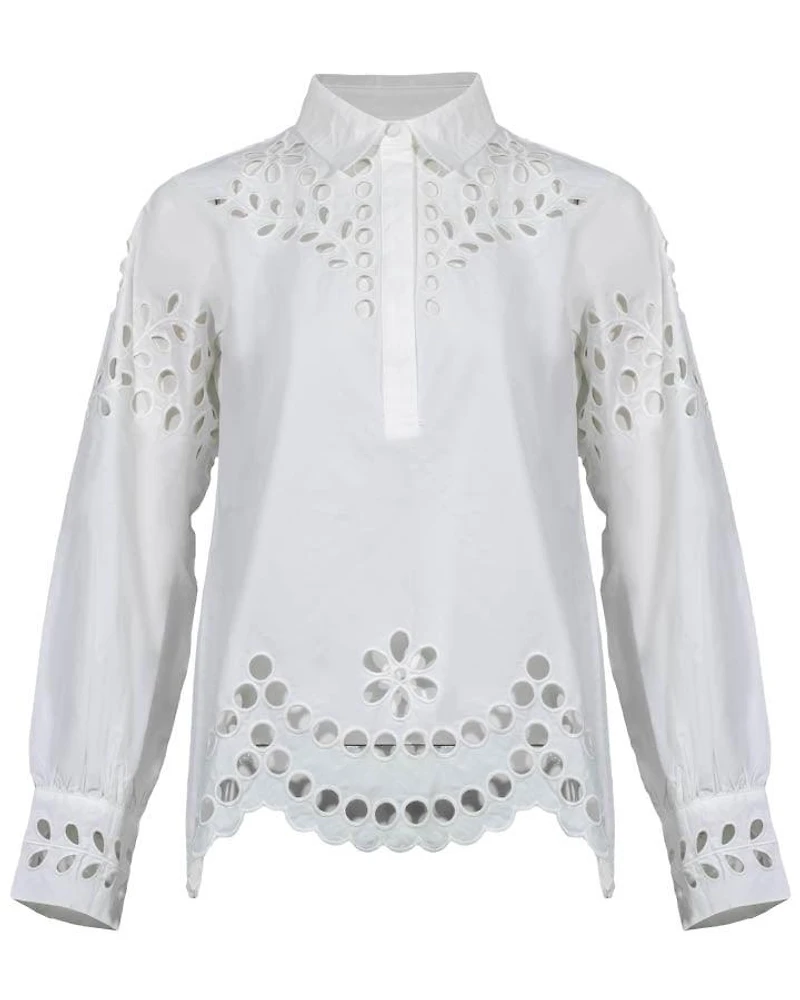 Notshy Cashmere Airam Eyelet Detail Top