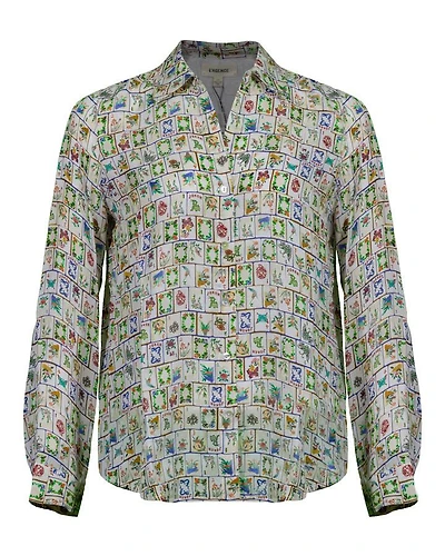 L'Agence Nina Mahjong Print Silk Blouse