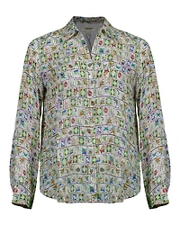 L'Agence Nina Mahjong Print Silk Blouse