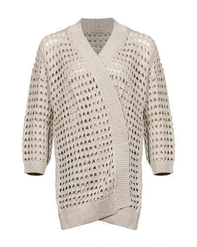 Purtotatto Open Knit Mini Sequin Long Cardigan