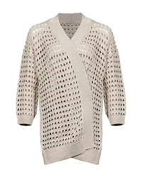 Purtotatto Open Knit Mini Sequin Long Cardigan