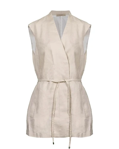 Purotatto Linen Vest With Belt