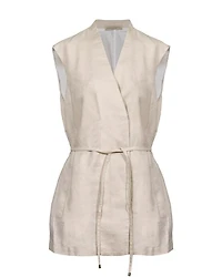 Purotatto Linen Vest With Belt