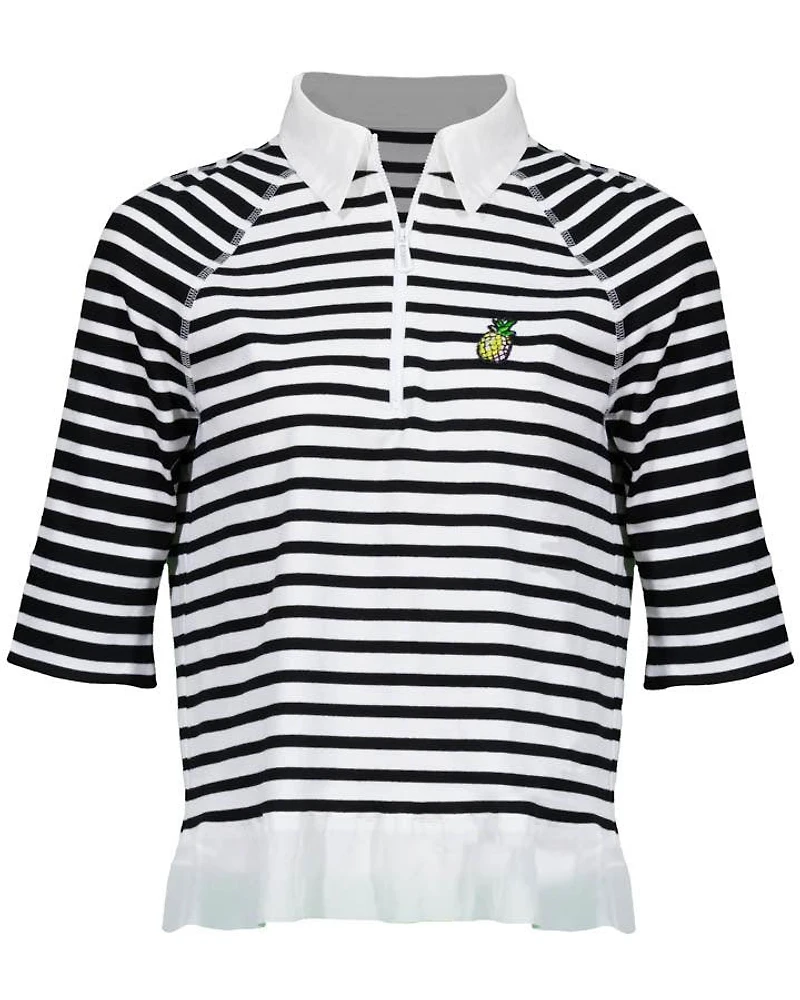 Marc Cain Striped Zip Polo Shirt