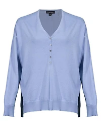 Repeat V-Neck Front Button Pullover