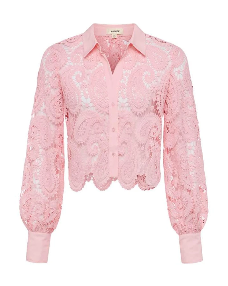 L'Agence Odelia Lace Crop Blouse