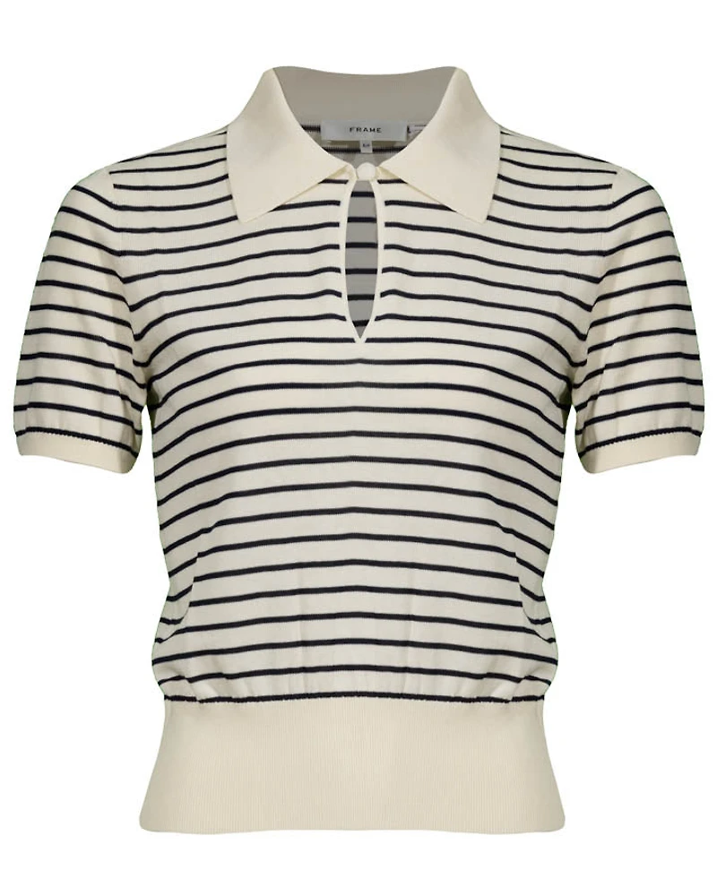 Frame Keyhole Stripe Polo