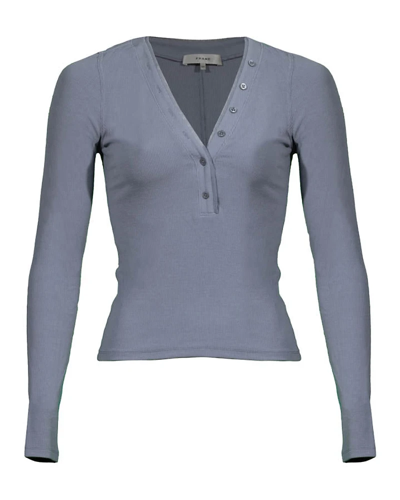 Frame Slinky Rib Henley Pullover